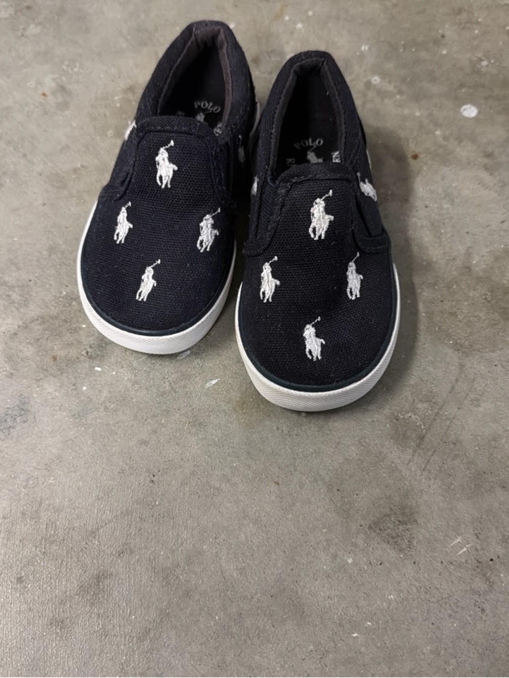 Polo by Ralph Lauren Toddler Black Canvas Slip-On Sneakers with White Polo Logos